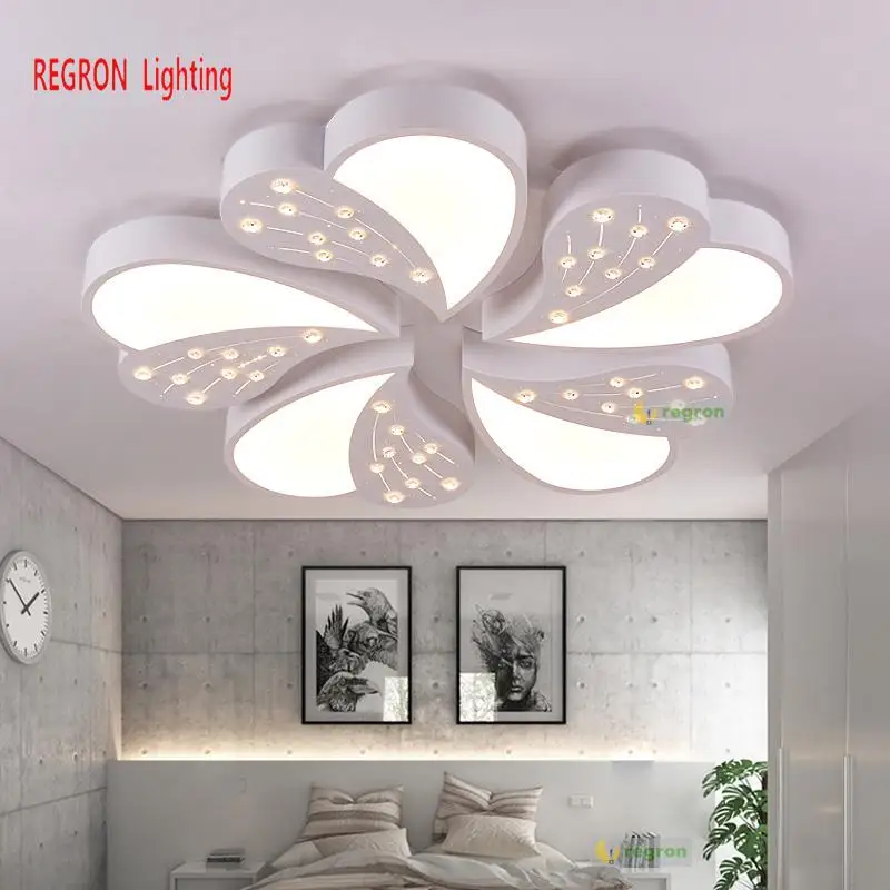 

Светодиодная потолочная лампа Regron, акриловые светильники с хрустальными бусинами K9, круглый белый светильник для гостиной, виллы, художественной студии