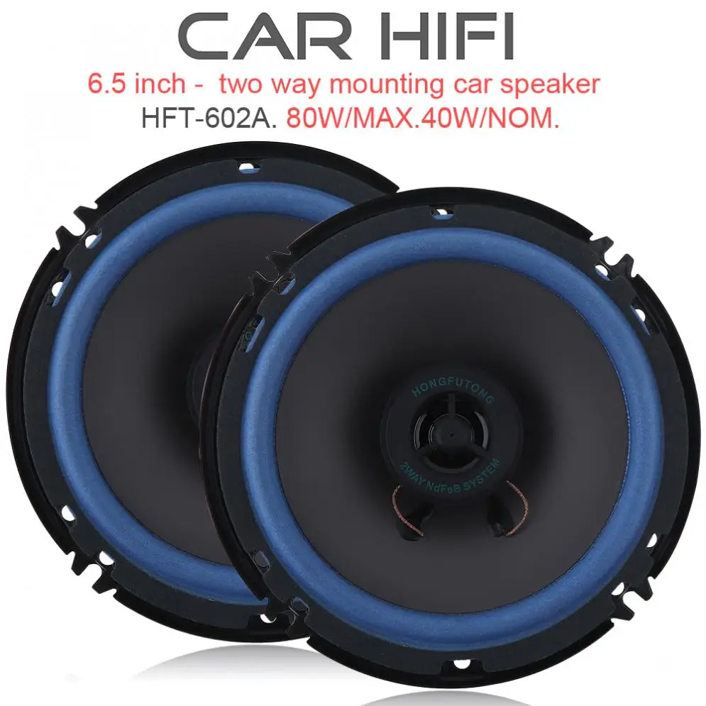 2pcs 6 Inch 80W Car HiFi Coaxial Speaker Vehicle Door Auto Audio Music