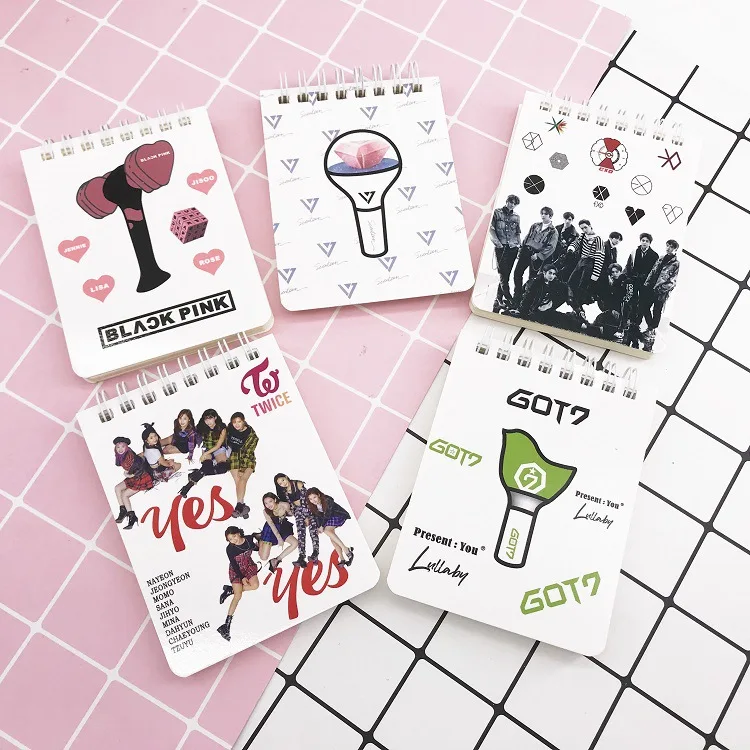

KPOP BlackPink Got7 SEVENTEEN Exo TWICE Notebook Alien Portable Notebook Diary Pocketbook Note Pads K-pop wholesale Displaying
