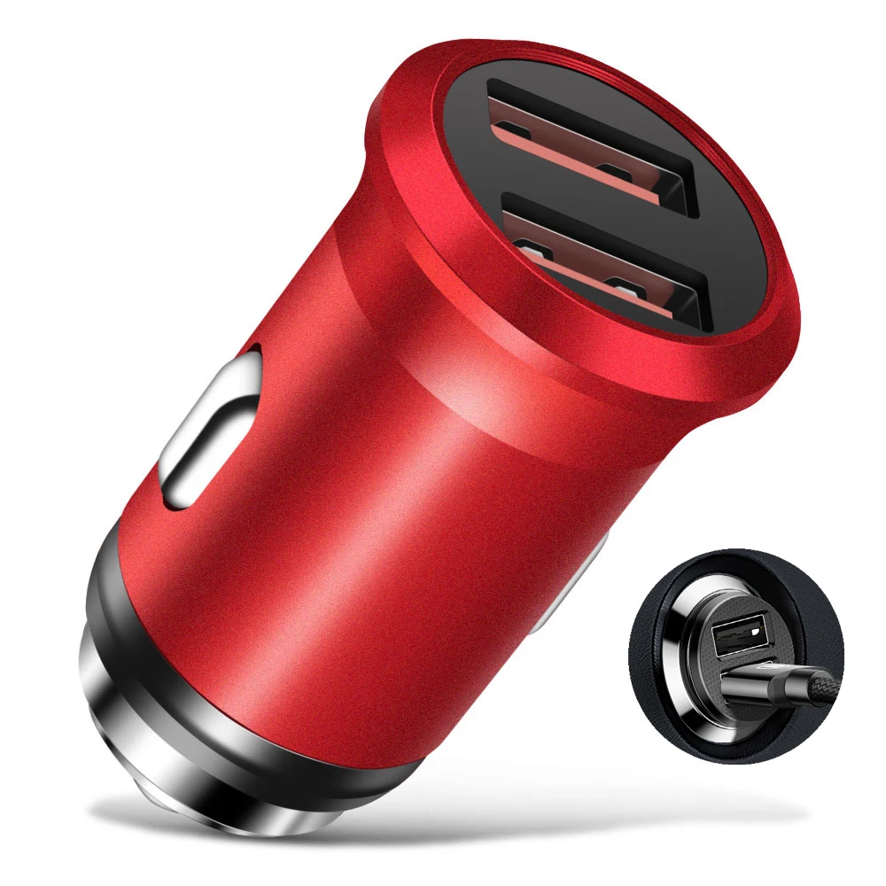 

Universal Mobile Phone Car Charger 5V 2.4A Dual USB Charging Adapter for Huawei P20 lite mate 20 pro with Micro USB Cable 1m