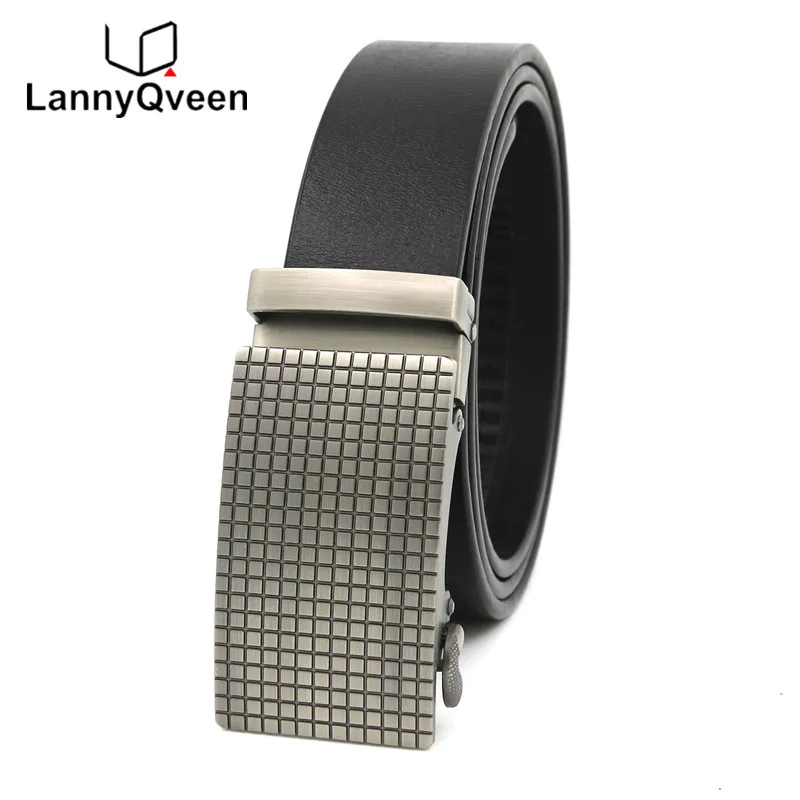 

LannyQveen 100%Genuine Leather Belts Men's Automatic buckle belt cowhide Belts for men High quality free shipping