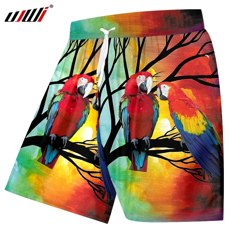 UJWI летние новые пляжные шорты тренд 3D Принт Красный попугай Красочные Плюс Размер 6XL костюм мужские весенние шорты