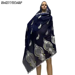 2019 Новые африканские шарфы большой Embrodiery 100% хлопок большой женский Isamic шарф для шали пашмины BM800