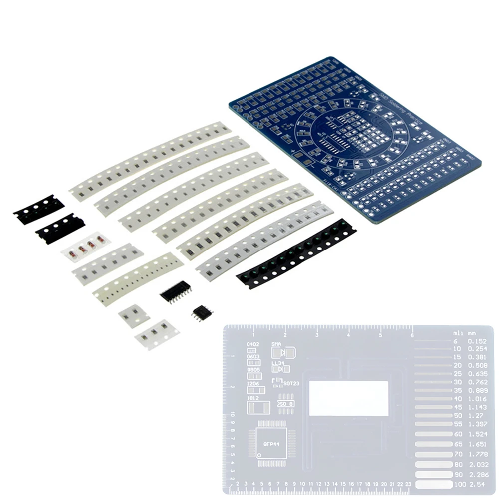 

CD4017 Rotating LED SMD NE555 Soldering Practice Board DIY Kit Fanny Skill Training Electronic Suit for school education lab