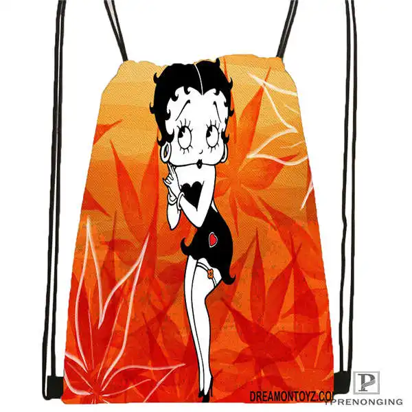 Пользовательские BETTY-BOOP-STANDARD походная сумка на шнурке милый рюкзак для детей(черная спинка) 31x40 см#2018612-01-24 - Цвет: Drawstring Backpack