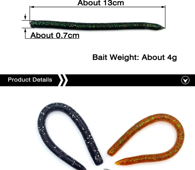 Mnft 8pcs 13cm 4g Earthworm Fake Baits Artificial Fishing Stick