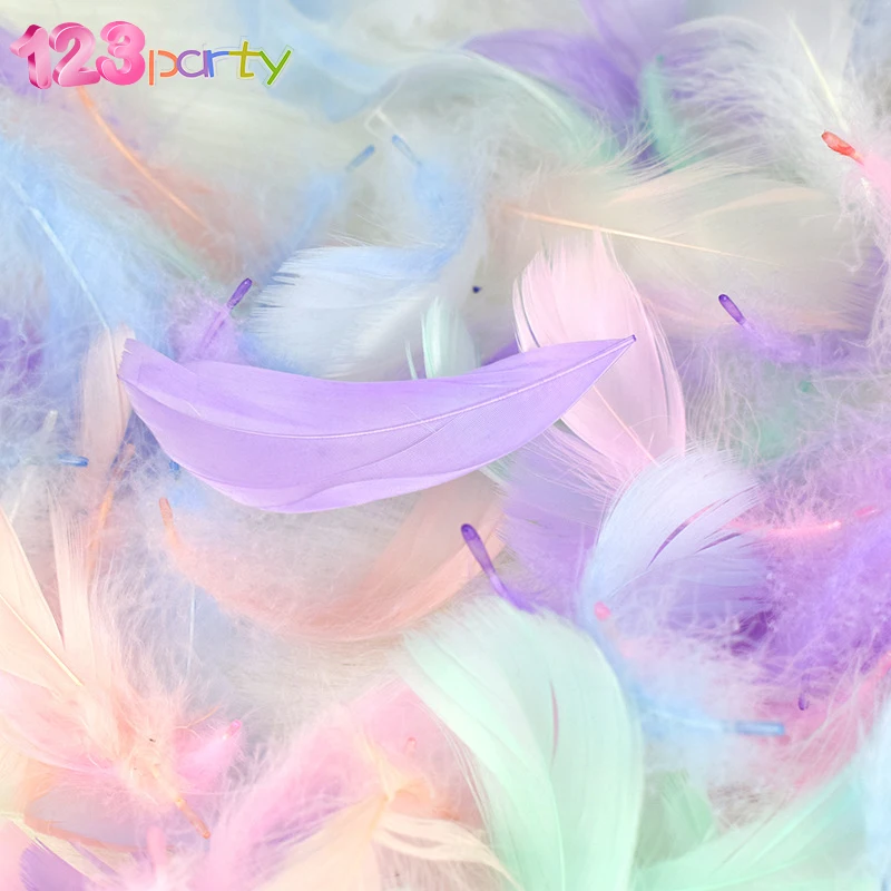 

100pcs Macarons DIY Feather Gift Box Filled bride to be Wedding Decoration Balloon Fill Feathers Photo Props Party Supplies