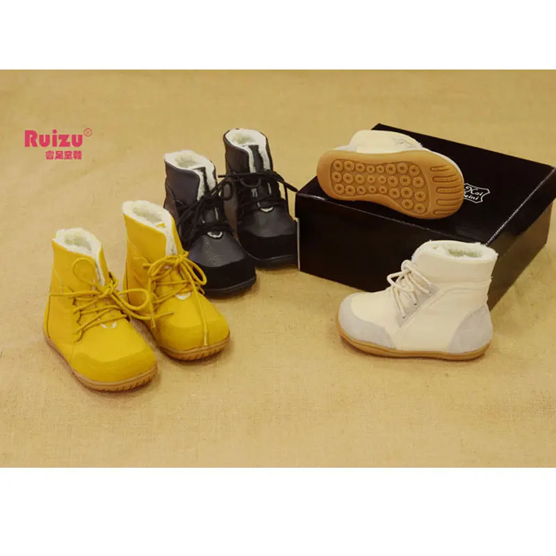 Зимние ботинки для малышей из замшевой кожи; толстая мягкая школьная обувь; шорты на шнуровке; новые зимние ботинки на плоской подошве для мальчиков и девочек; Botas Size22-33