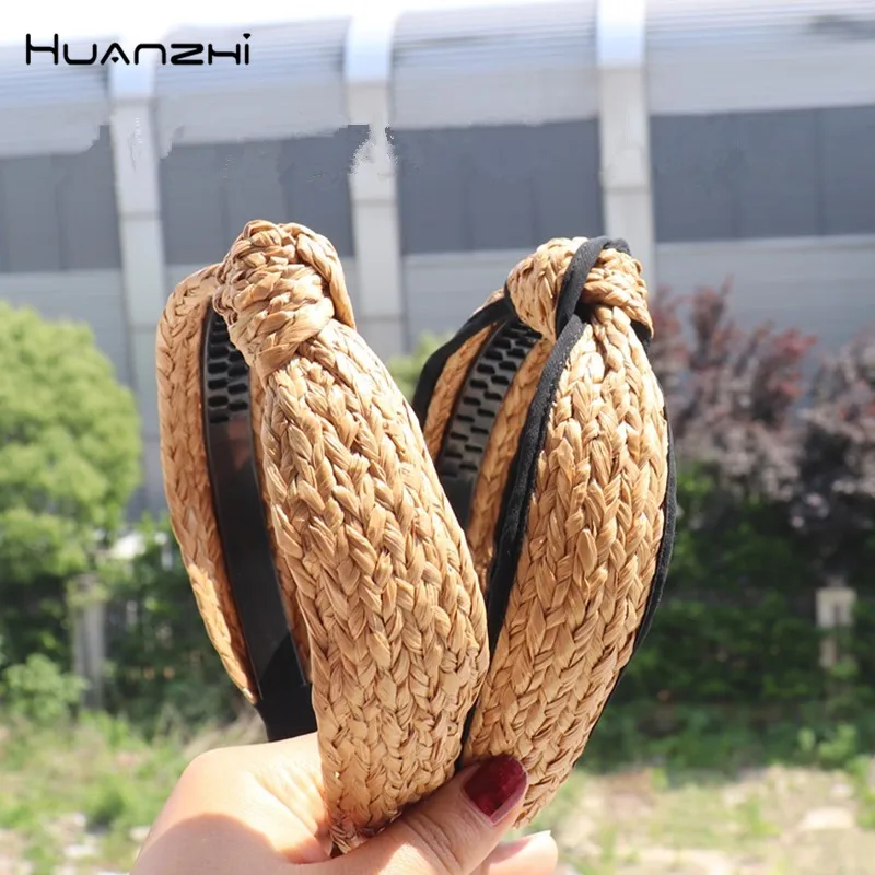 

HZ 2019 Lafite Hand Made Headband Weaving Wide Hairband Hair Accessories for Girls Black Cloth Head band Hair Band for Women