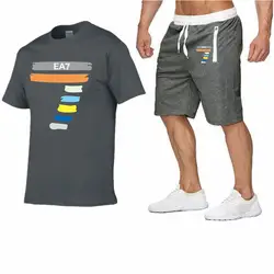 Новый модный спортивный костюм и футболка, комплект для мужчин s футболка шорты + шорты мужские летние спортивные костюмы мужские Брендовые
