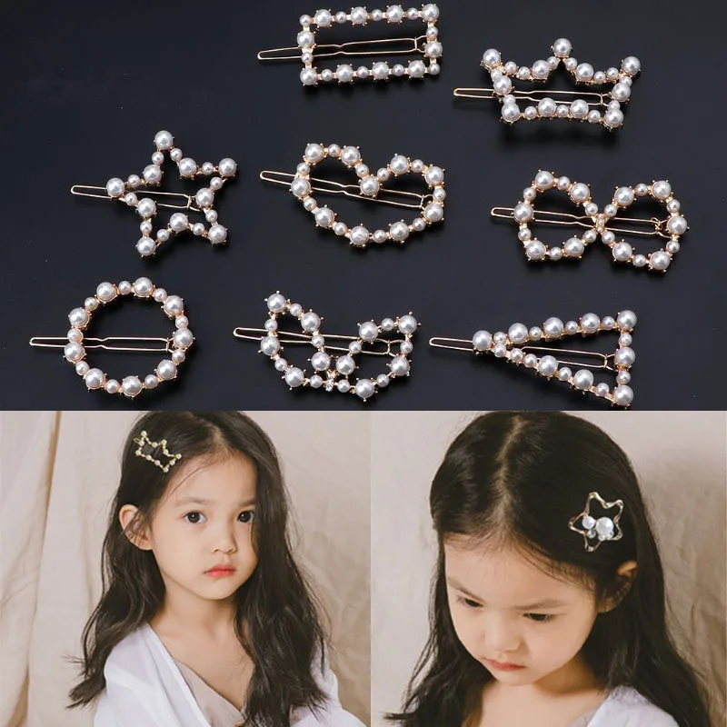 

Children Baby Crystal Elegant Pearl Hair Clip Barrette Korean Hairpin Barrette Headdress Hair Accessories Girls Hair Clip