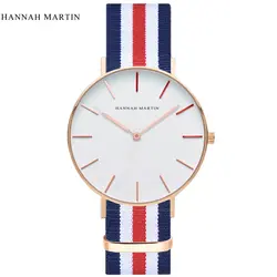 HANNAH Martin для женщин кварцевые наручные часы для мужчин ультра тонкий Hodinky нейлоновые Наручные часы Montre Femme Relogio masculino feminino