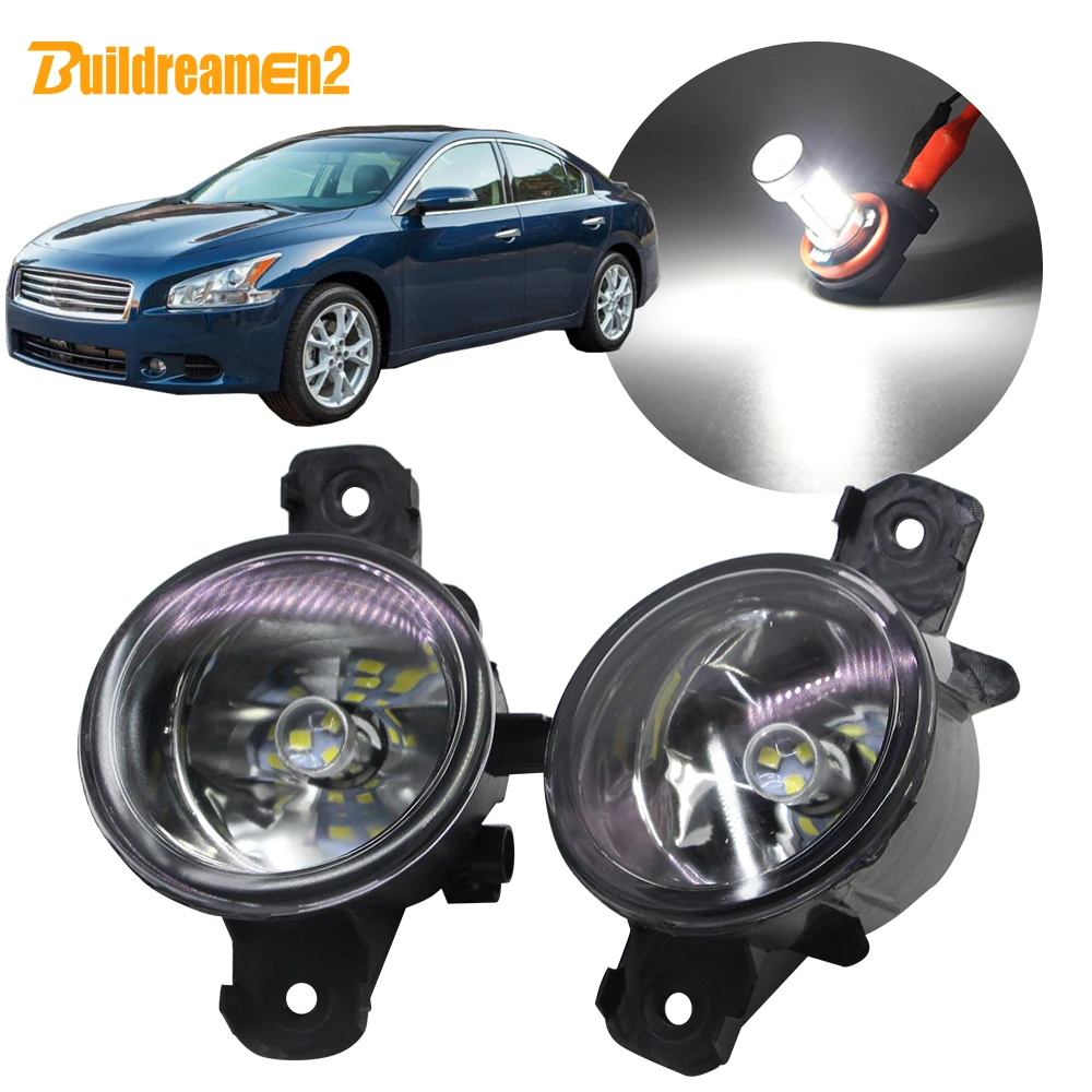 

Buildreamen2 For Nissan Maxima Car Styling H11 Fog Light Assembly Lampshade + Lamp DRL 12V 2009 2010 2011 2012 2013 2014 2015