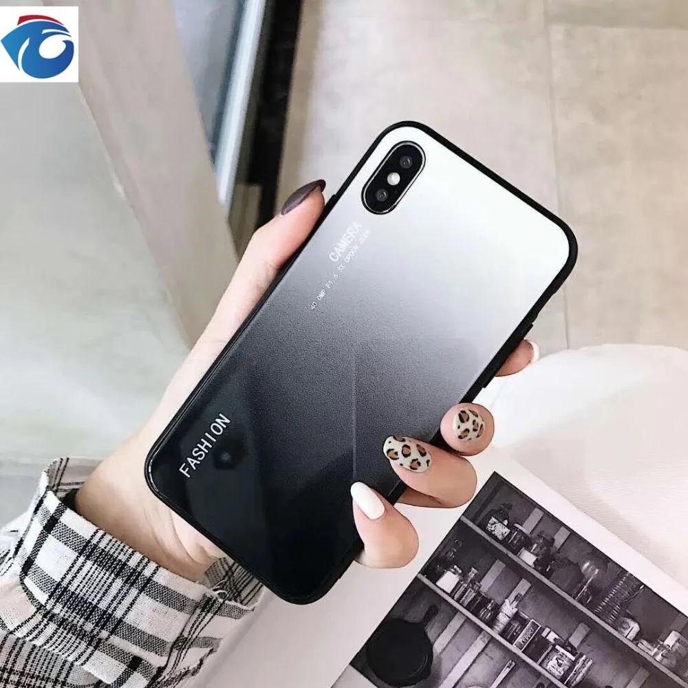 HUANQING Luxury Gradient Glass Phone Case For iPhone 8 6 Plus Phone Cover for Apple iPhone 7 6s Plus X XS XS MAX XR Protection Phone case1