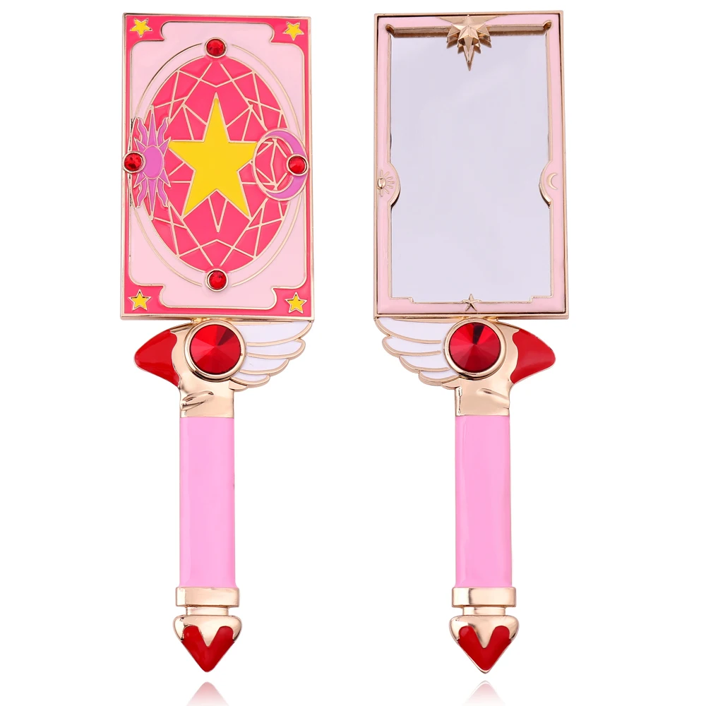 

Big Metal Hand Hold Makeup Mirror Square Handbag Handheld Anime Cardcaptor Sakura Star Card Cosmetic Dressing Cute Pink Mirror