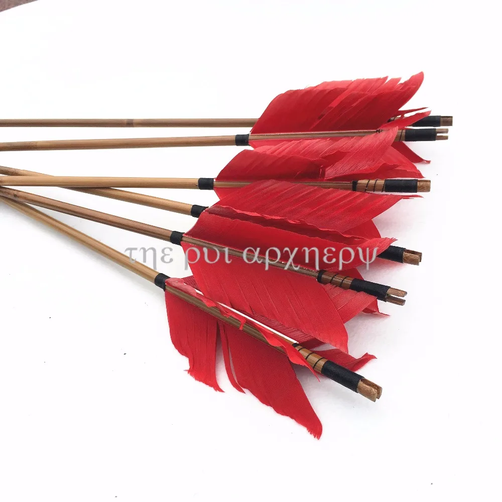 For Practice Targeting Hunting 32inch 6/12/24pcs Flu ArrowsTraditional Bamboo Arrow 4 Feathers Fletching