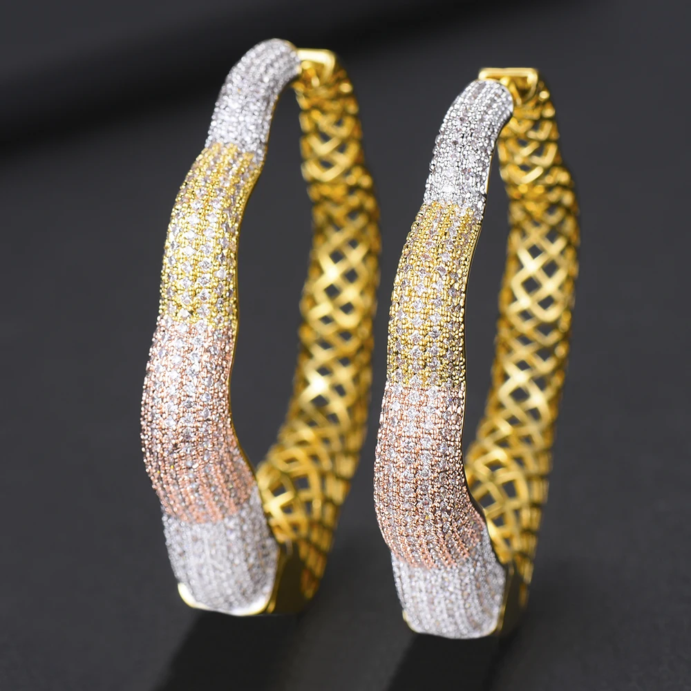 

Handmade Exclusive Hoop Earring New Trendy Jewelry Full Micro Cubic Zirconia boucle d'oreille femme 2019 Accessories