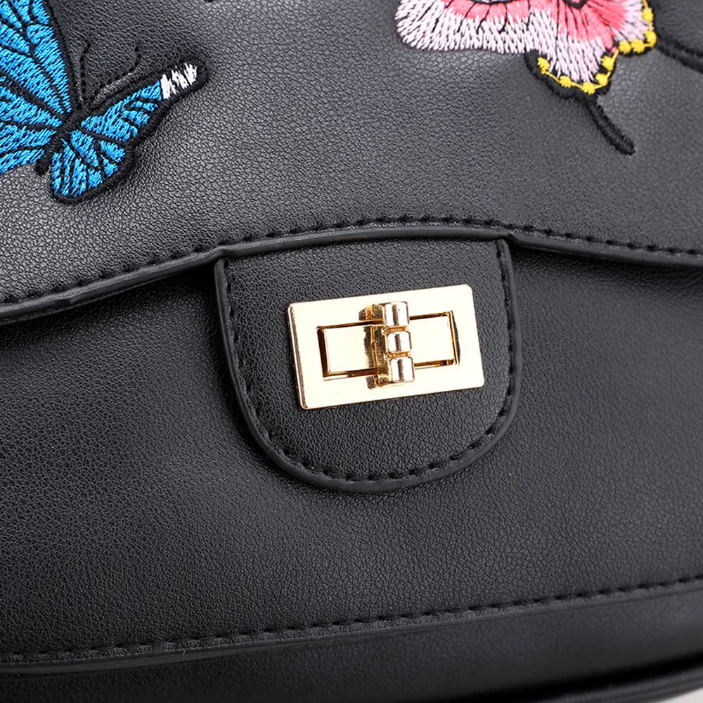 Aelicy высокое качество 4 шт./компл. с вышивкой в виде бабочек и Для женщин рюкзак из искусственной кожи Подростковая школьная сумка для девочек сумки женская сумка кошелек