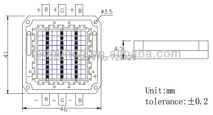 COB 모듈 30W RGB (빨강-녹색-파랑) 고전력 led 모듈
