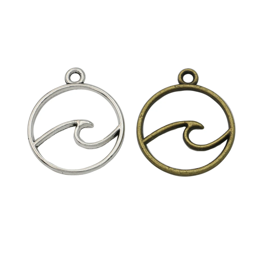 

20pcs Antique Silver Plated Wave Charms Pendants Handmade Jewelry Findings Accessories Making fit Bracelet DIY 20mm