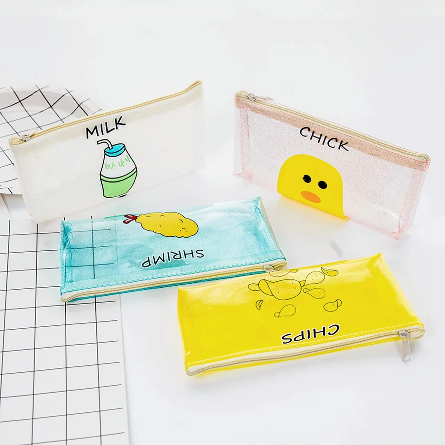 

Korean Ladies Transparent Cartoon Pencil case Girls' Zipper Coin Wallet Children Cute Animal Mini Key Card Pouch Bag For Kids