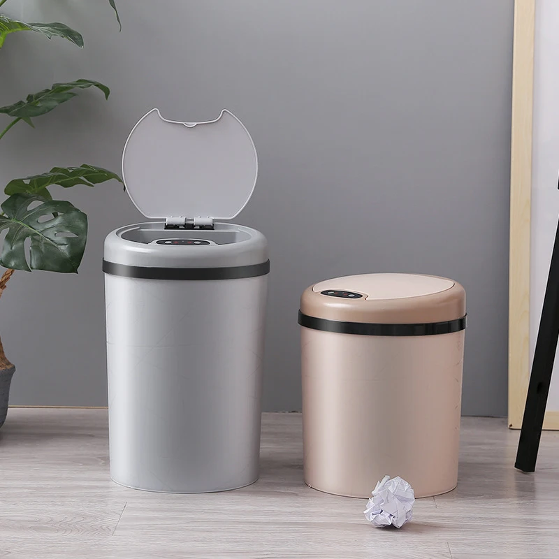 

Household Cleaning Tools Automatic Sensor Zero Waste Bins Mini Trash Can Dustin PP Plastic Dump Rubbish Bin Kitchen Garbage Cube