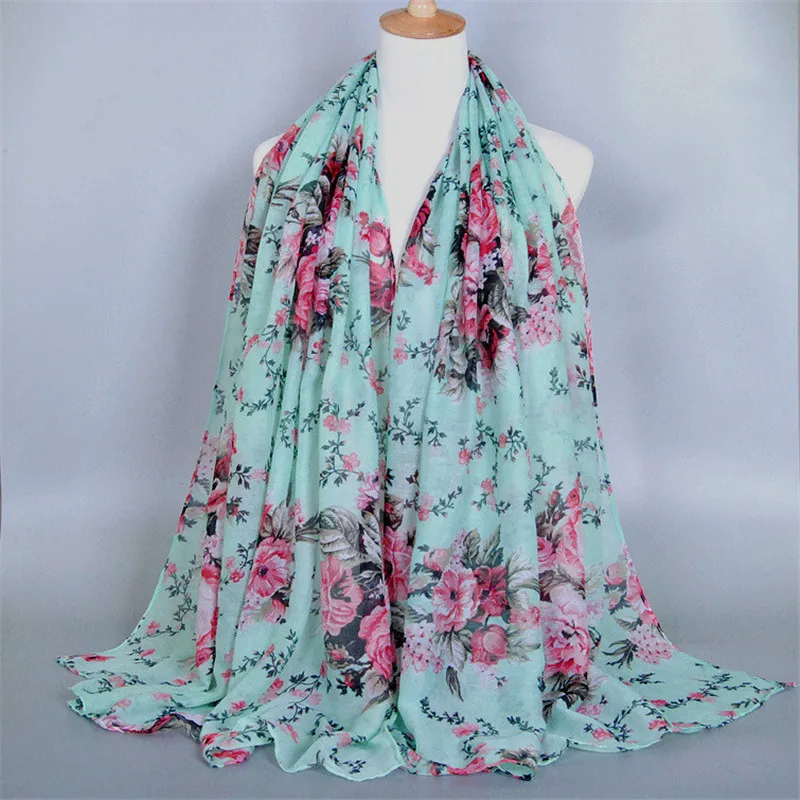 10 цветов платок woemn Бандана с цветочным принтом каракули длинные шали из вискозы хиджаб головы пашмины мусульманские шарфы палантин глушитель