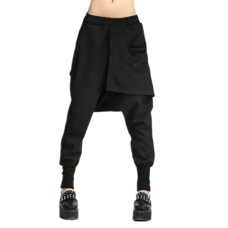 Autunno Donne Cavallo Basso Pantaloni Larghi Hip Hop Patchwork Harem Pants  Solid Matita Elastico In Vita Pantaloni Street Punk Pantaloni Della Tuta  10|pencil trousers|harem pantsbaggy pants hip hop - AliExpress