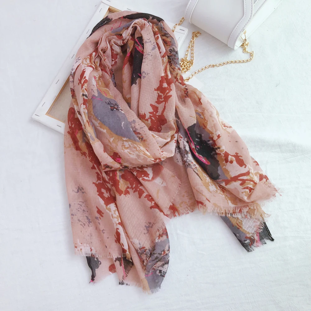 

2019 New Graffiti Print Fringe Scarves Shawls Beautiful Floral Cotton Wrap Scarf Hijab Muffler Free Shipping