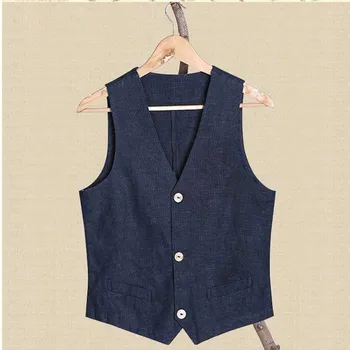 

Summer Linen Slimming Vest Literature and Art Men Casual Thin Vest Sleeveless Jacket Waistcoat Male Clothing Plus Size S-4XL