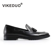 Vikeduo/ г.; винтажные дизайнерские модные свадебные вечерние черные повседневные мужские туфли для отдыха; мужские лоферы из натуральной кожи; модельные туфли