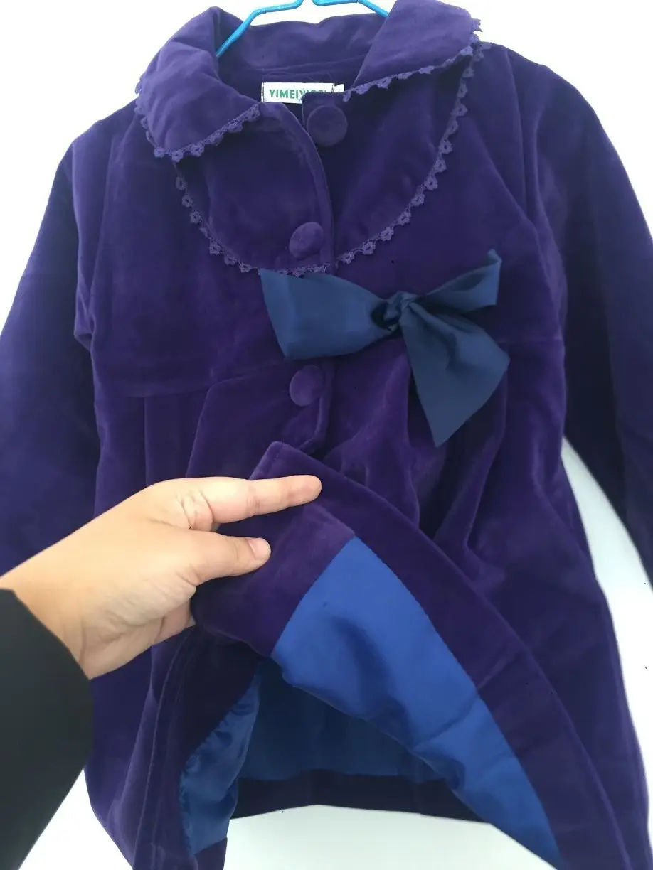 Новое поступление, Ветровка для девочек, Корейская зимняя новая детская одежда для девочек, пальто кашемировое пальто с кружевным бантом платье с кроликом