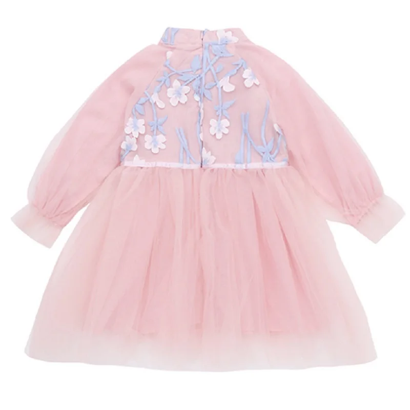 

Children's flower girl dress long-sleeved embroidered floral lace dress summer 2019 New girls dress kids dresses for girls