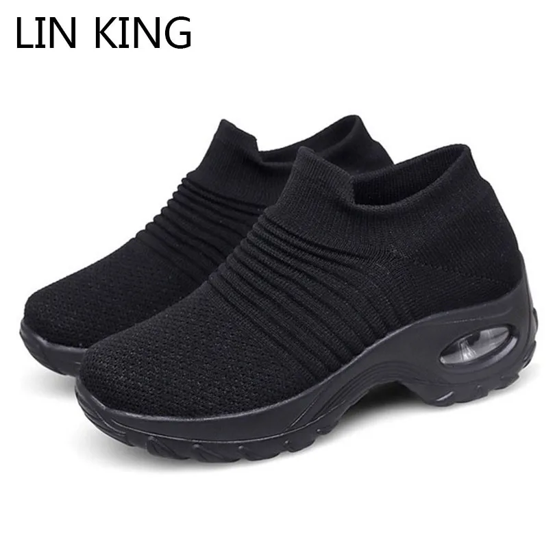 

LIN KING New Plus Size Women Casual Shoes Height Increase Platform Swing Shoes Breathable Female Sports Sneakers Slip On Loafers