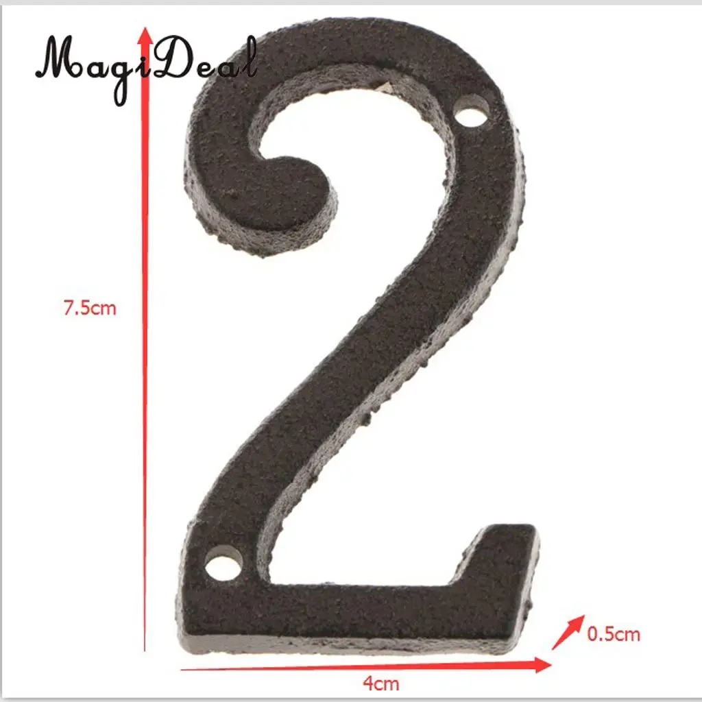 2pcs Cast Wrought Iron House Office Door Number Signs Plaque Country Style Digits Sticker Plaque with Screws 2 4