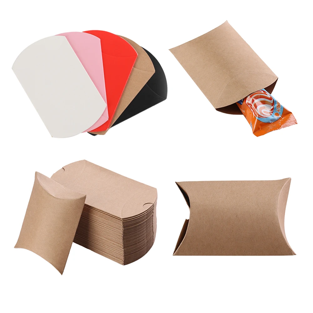 

10pcs/set Colorful Paper Pillow Candy Box Present Pouch Kraft Wedding Favors Gift Candy Boxes Home Party Birthday Supply