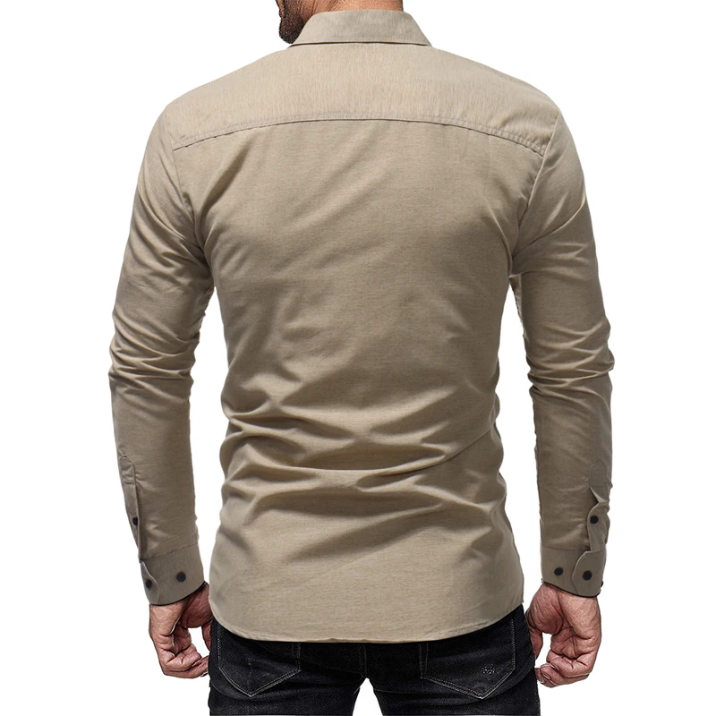 Весна 2020 Новая мужская рубашка простая модная однотонная деловая Camisa Masculina