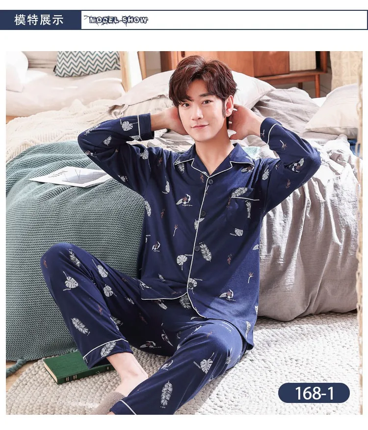 2019 Весна 100% хлопок пижамы для девочек для мужчин с длинным рукавом Пижама Мягкая удобная Пижама принт Домашняя одежда Loungewear домашняя одежда