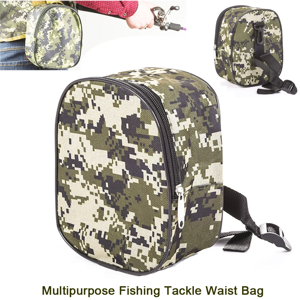 

1 Piece Portable Fishing Waist Bag Multi-Purpose Fishing Tackle Tool Purse Large Capacity Zipper Case Military Fan Camo