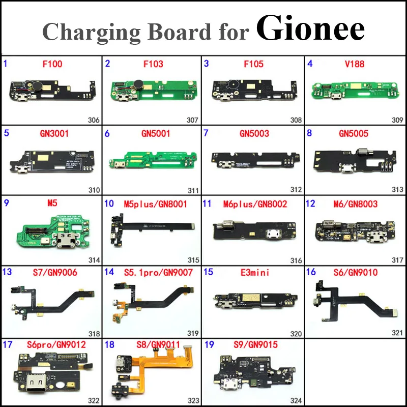 

For Gionee F100 F103 F105 V188 GN3001 GN5001 GN5003 GN5005 M5 M6 E3 S9 GN9015 USB Dock Charging Port board with Microphone parts