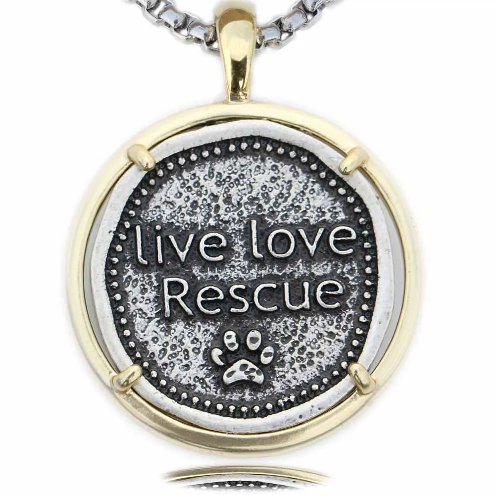 Live Love Rescue Jewelry Doggy Lover animal Pendant Mens Metal Puppy