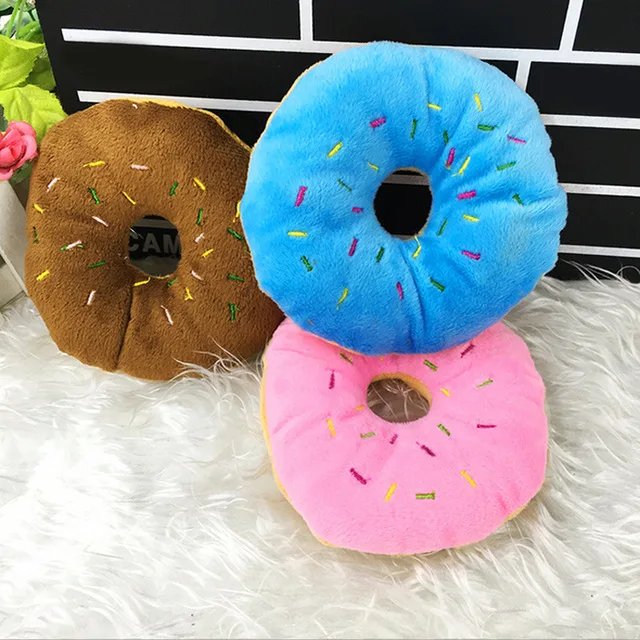 Жевательные игрушки для собак Забавные милые пончики щенок кошка пищалка