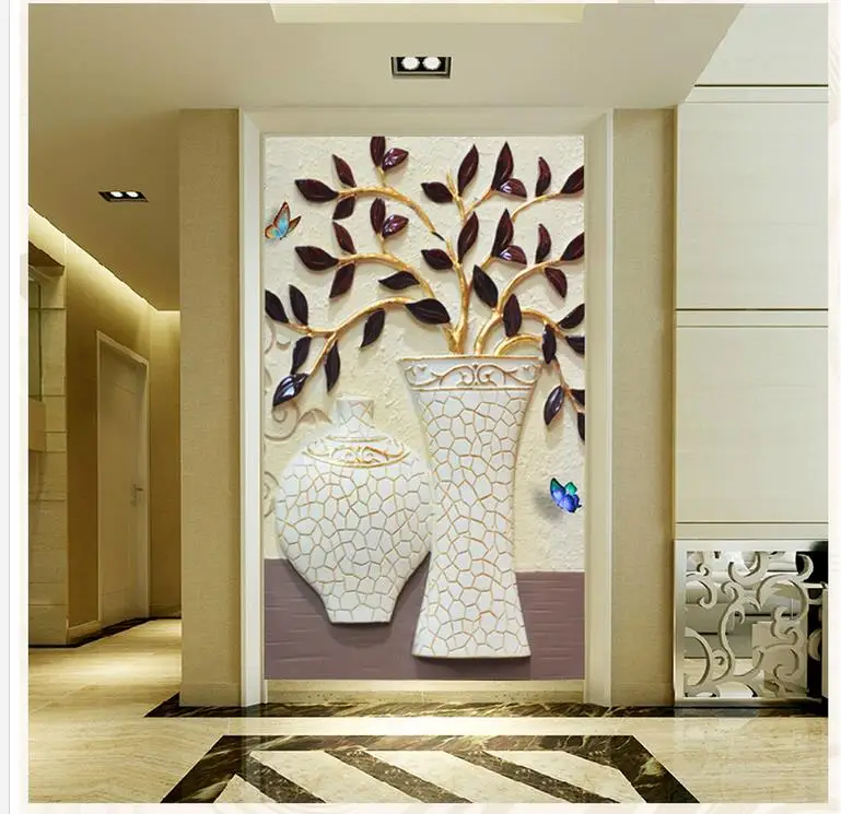 

3d wallpaper for room Home Decoration 3D stereoscopic relief Vase Still Life Art vestibule photo mural wallpaper