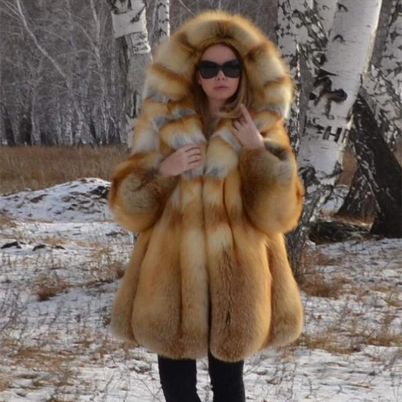 【美品】OS レッドフォックス デザインコート サイズL相当　毛皮○ レディース 美品】OS レッドフォックス デザインコート サイズL相当 毛皮