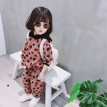 Весенняя детская одежда комплект одежды для девочек, топы с длинными рукавами и штаны детский спортивный костюм из 2 предметов спортивный костюм для маленьких девочек