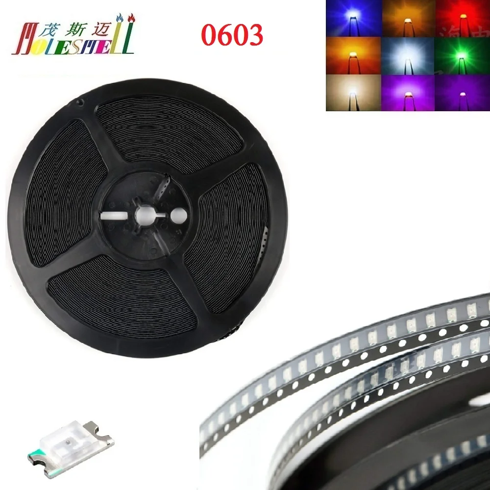 Pces Multicolorido Smt Led Vermelho Amarelo Azul Verde Branco Laranja Roxo Rosa Quente Água Clara Super Brilhante Luz 4000 0603 Smd