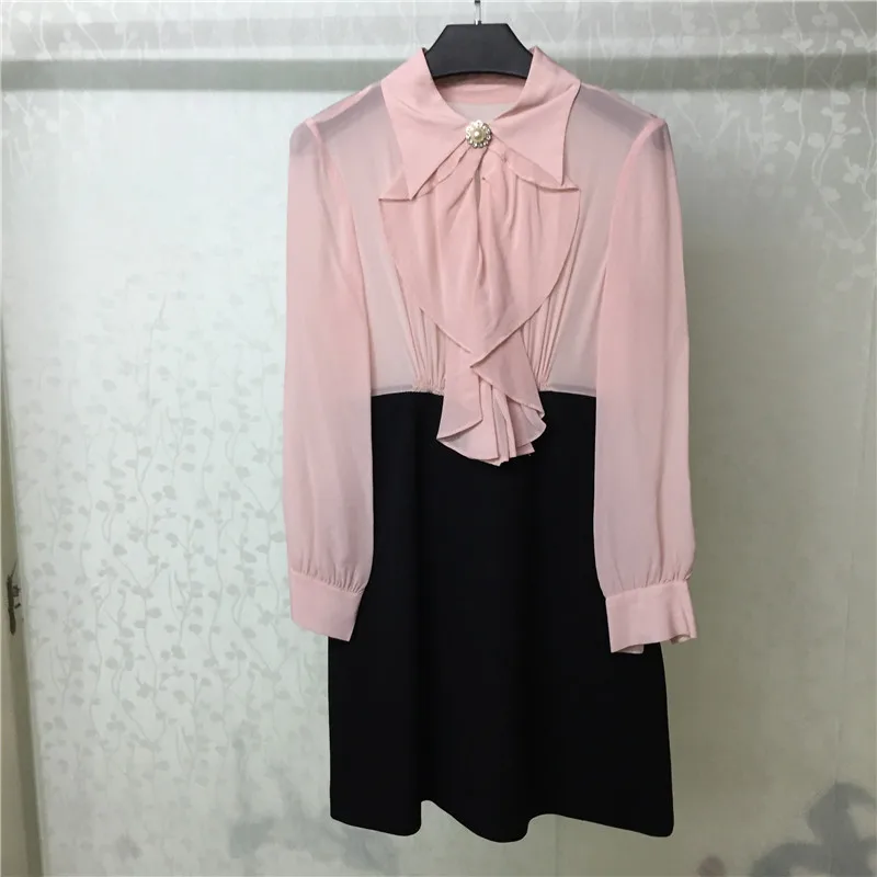 

Pink Dress for Women long Sleeve Fashion Summer Lady Mini Dress 2018 new Women Dress
