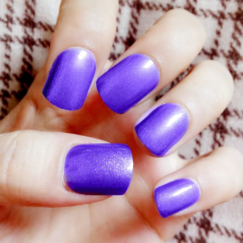 

24pcs Multicolor gloss blue fake nails short round fake nails short round nails full coverage DIY manicure materials