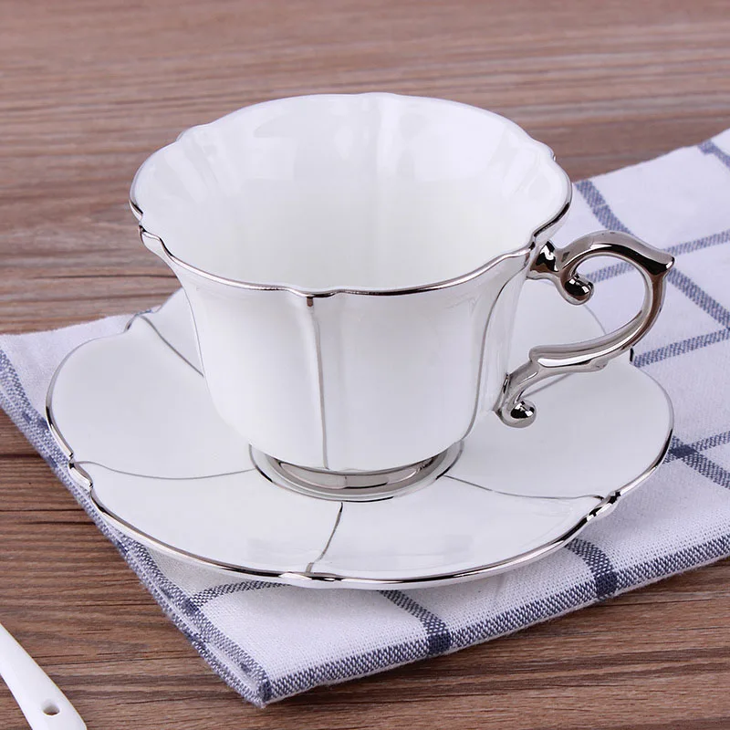 GLLead Европейский высшего класса серебряный костяной фарфор кофейная чашка блюдце наборы домашний послеобеденный чай чашки тарелка поддержка