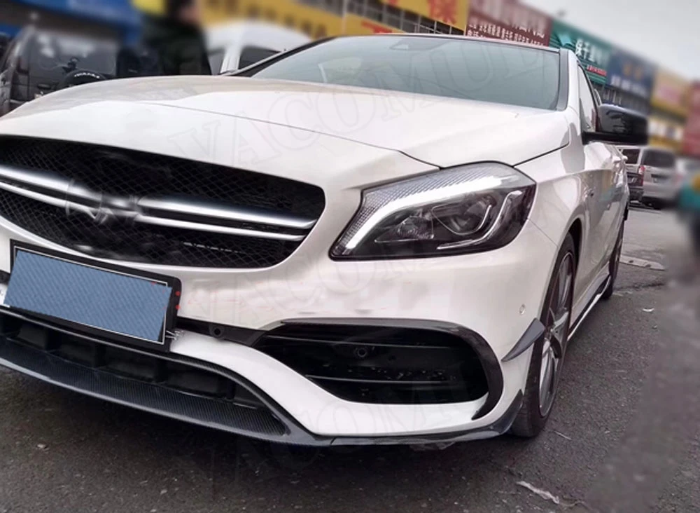 Передний передний губной разветвитель Canards для Benz A Class W176 A200 A250 A45 AMG боковой Бампер Планки- 8 шт. автомобильный Стайлинг